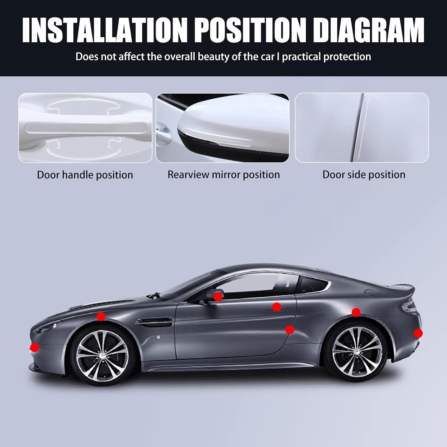 Combinación de 8 calcomanías para manija de puerta de automóvil, pegamento epoxi invisible, película protectora de pintura antiarañazos, tira gruesa