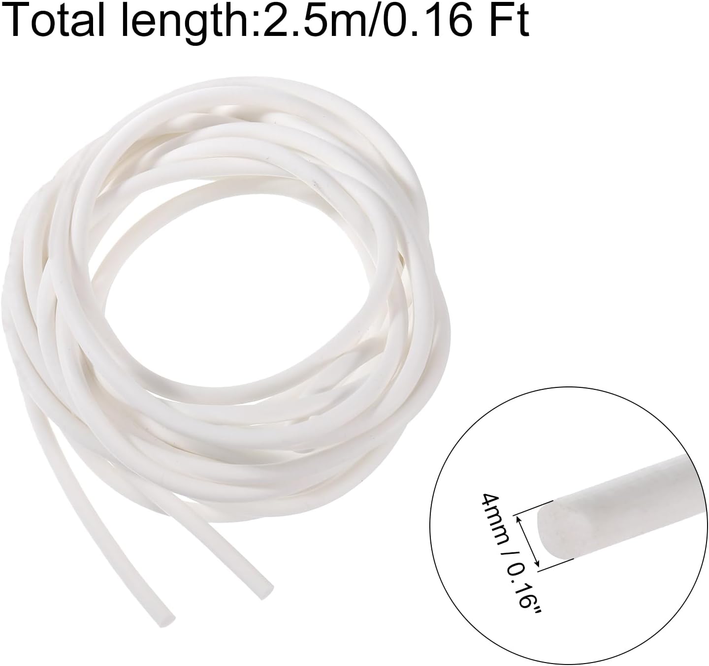 uxcell Tira de sellado de espuma de silicona, 0.16 pulgadas de diámetro, 8.2 ft (8.21 pies) de largo, esponja de goma para sellar el clima, cuerda