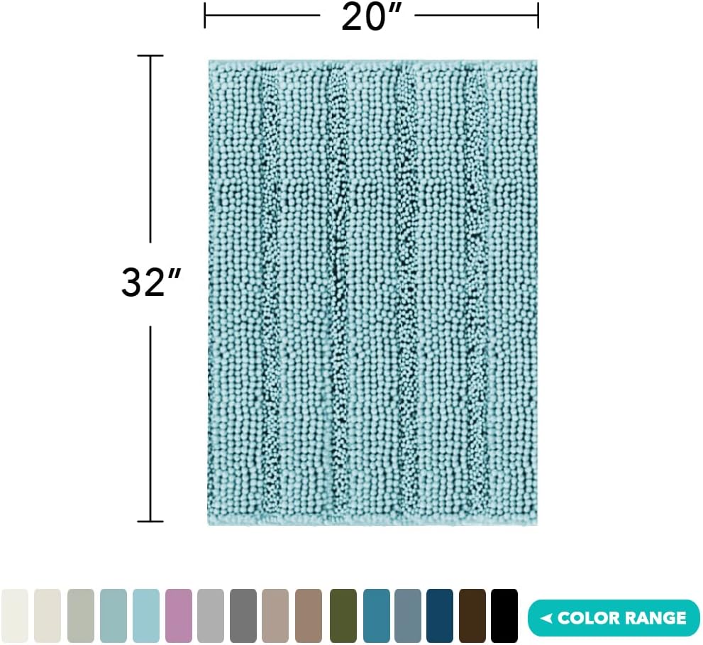 Turquoize Tapetes de baño de felpilla lanuda antideslizante, gruesa, para baño, juego de 1 tapete de baño de felpilla, suave, súper absorbente,