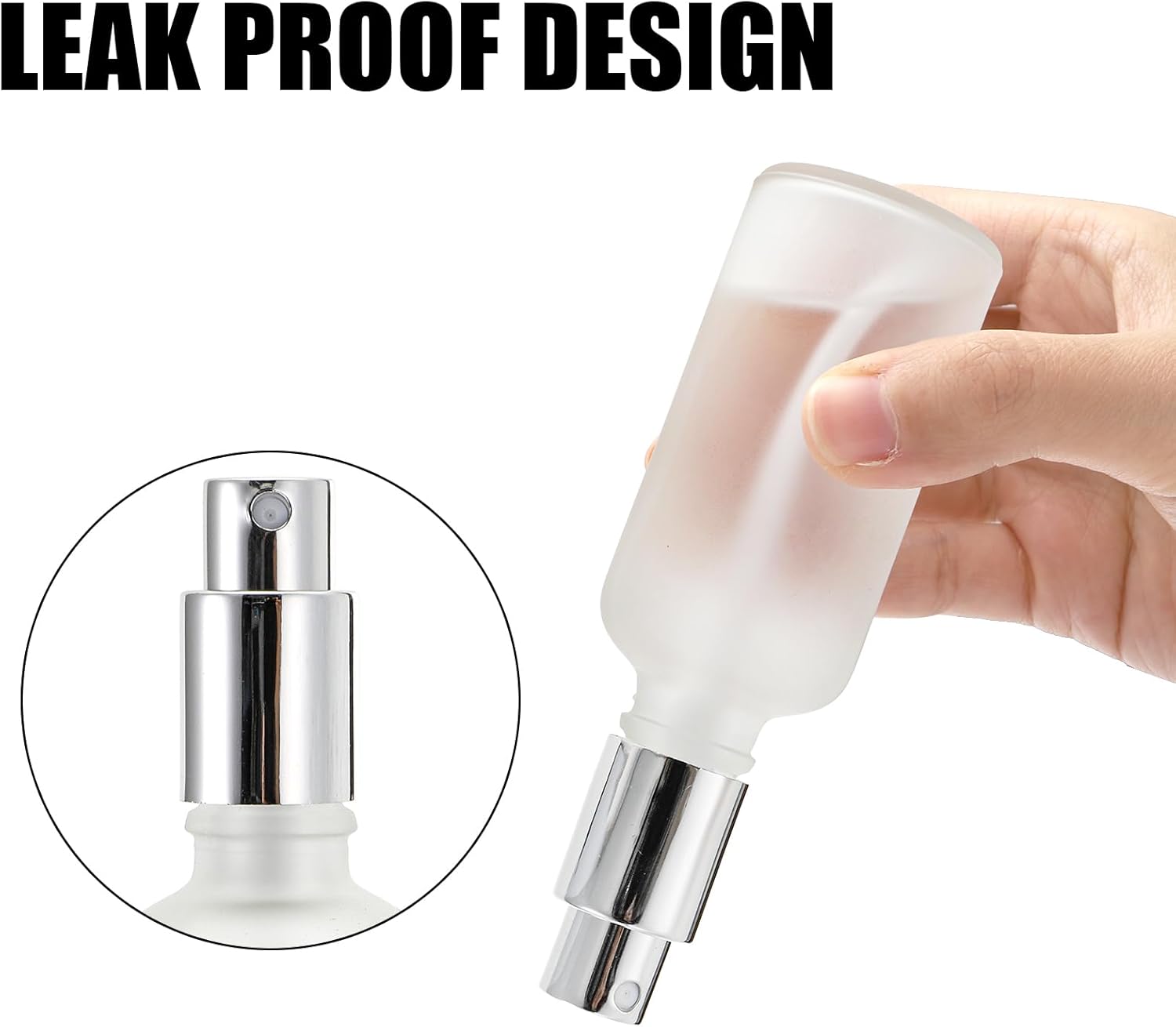 Bekith Paquete de 16 botellas de vidrio de 1.7 fl oz, atomizador de perfume vacío esmerilado, espray de niebla fina recargable para aceites