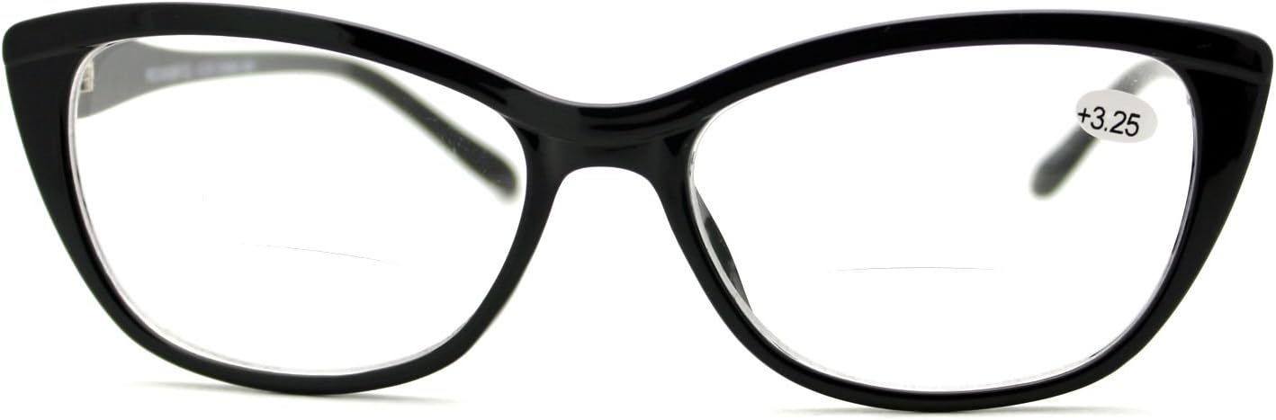 Gafas de lente transparente con lente de lectura bifocal para mujer, Cateye rectangular