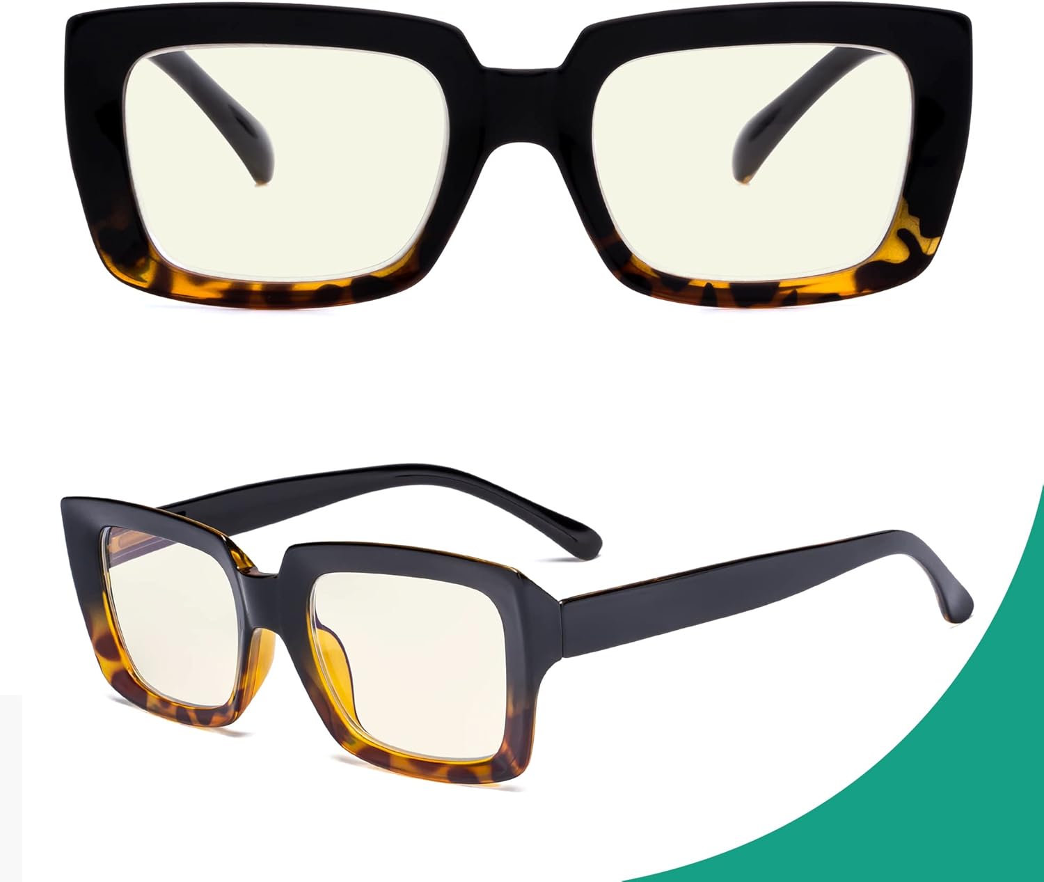 Eyekepper Gafas de computadora  Lectores de filtro de luz azul para mujer  Protección UV420  Gafas de lectura cuadradas de gran tamaño  NegroTortuga