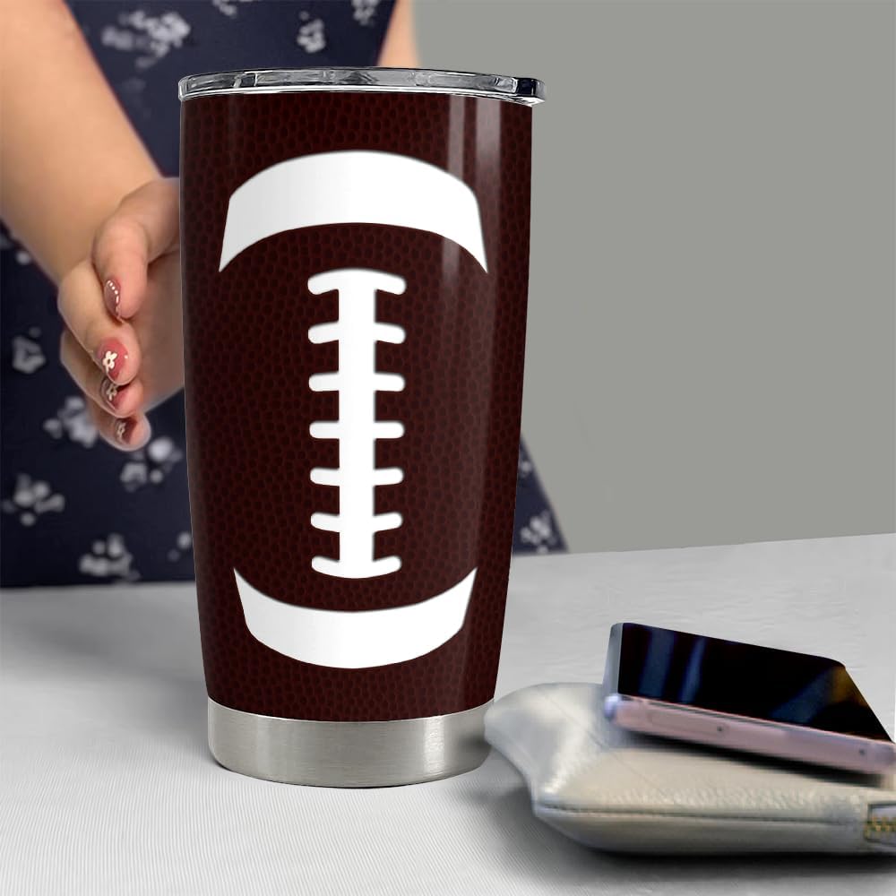 SANDJEST Vaso de fútbol de 20 onzas con aislamiento de acero inoxidable para viajes, regalos de fútbol para entrenadores, mujeres, hombres, regalos