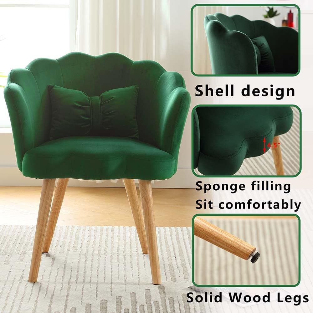 Silla moderna para dormitorio, sillas decorativas de terciopelo para dormitorio, silla de tocador con respaldo, cómodo sillón tapizado con almohada