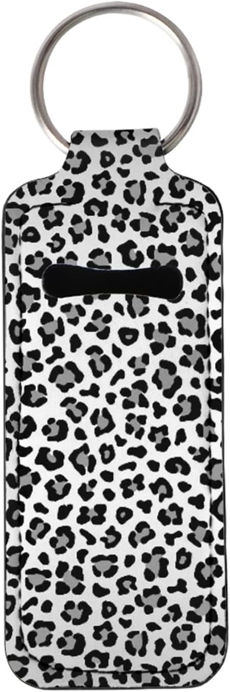 Chapstick – Soporte para lápiz labial, diseño de mariposa, de neopreno, para pintalabios, blanco (White Leopard Print)