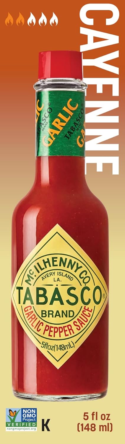 TABASCO Brand Cayenne – Salsa de pimienta y ajo, 5 onzas (paquete de 12)