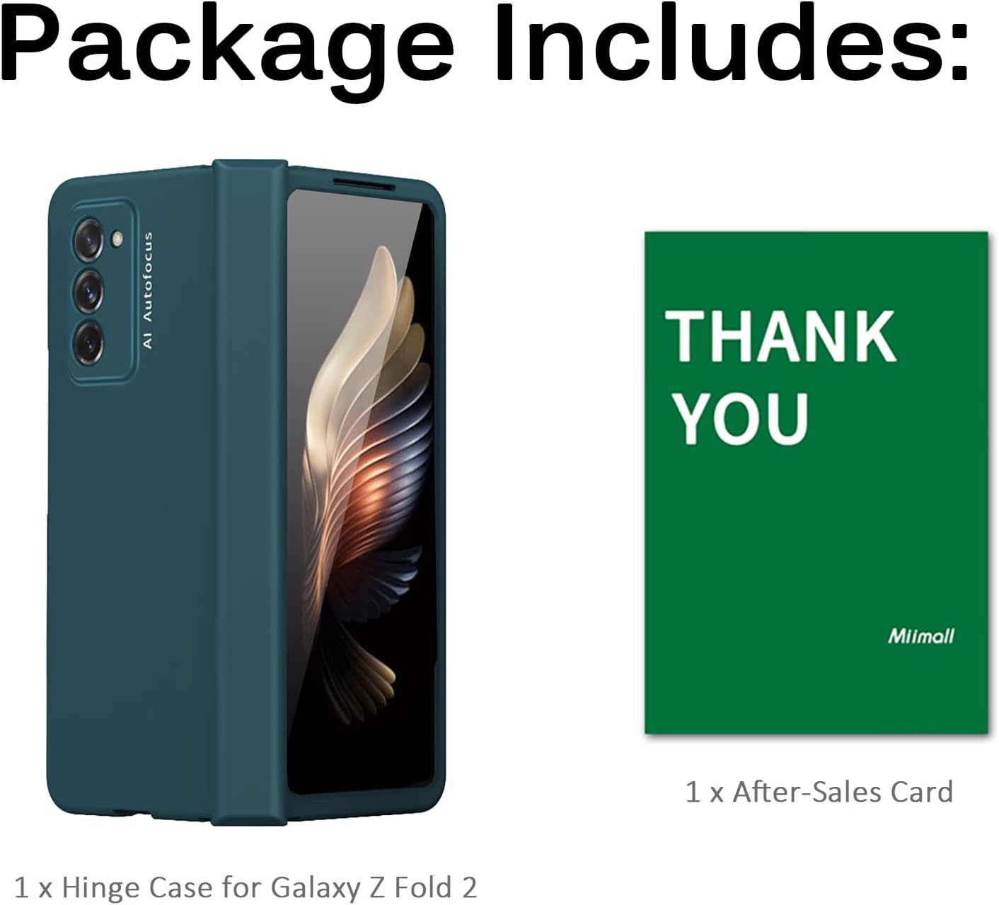 Miimall Funda compatible con Samsung Galaxy Z Fold 2, cobertura de bisagra, parachoques protector para mujeres y hombres con película protectora de