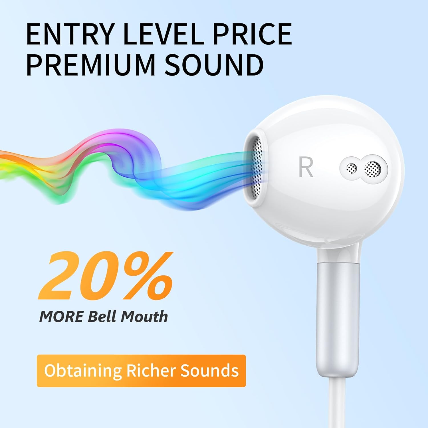 BENEWY Auriculares ME910, auriculares con cable con micrófono, auriculares intrauditivos de aislamiento de ruido y control de volumen, auriculares
