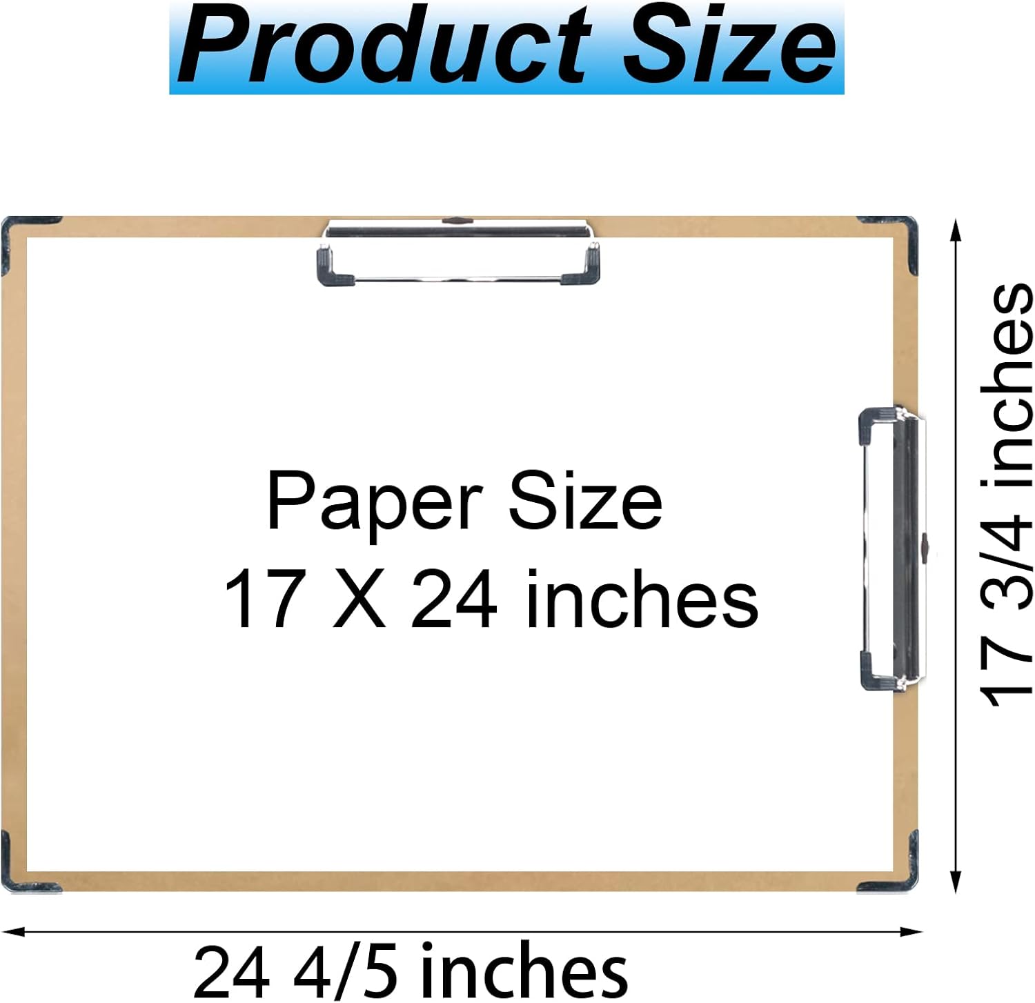 Tablero de dibujo de 17 x 24 pulgadas, doble clip con protector de esquina, tablero de dibujo duro para artistas, perfil bajo, portapapeles, paquete