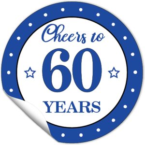 Calcomanías redondas de 1.5 pulgadas para cumpleaños 60 (80 piezas) calcomanías azules de Cheers to 60 años, calcomanías adhesivas para fiesta de Calcomanías redondas de 1.5 pulgadas para cumpleaños 60 (80 piezas) calcomanías azules de Cheers to 60 años, calcomanías adhesivas para fiesta de
