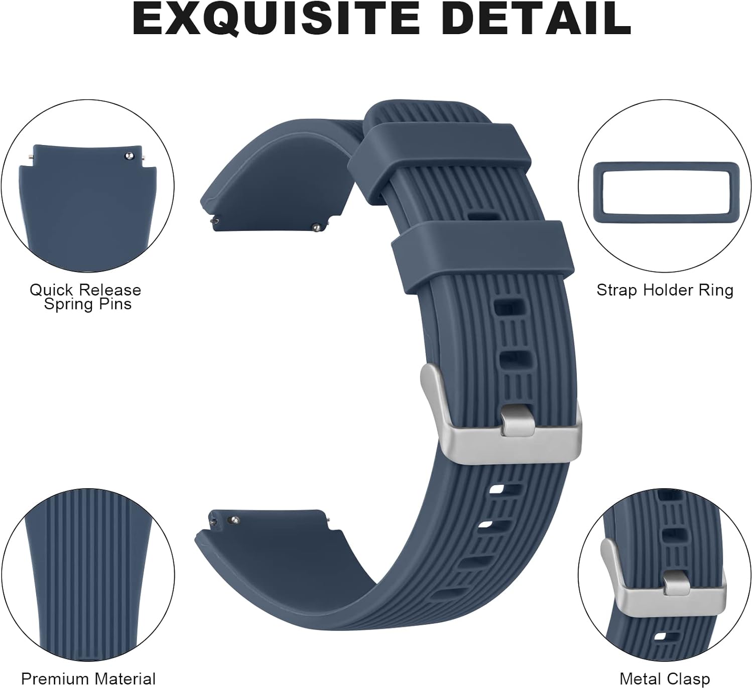Compatible con Samsung Galaxy Watch 3 correas de 1.772 in, Galaxy Watch 1.811 in, correa deportiva de silicona de 0.866 pulgadas, correa de repuesto