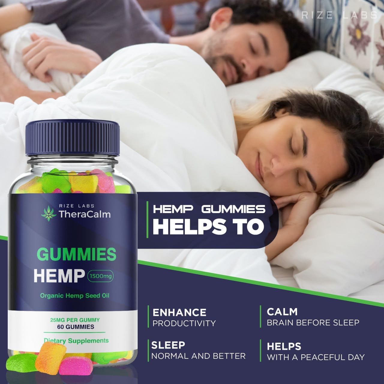 Paquete de 2 gomitas Theracalm, suplemento de fórmula avanzada Theracalm, gomitas de cáñamo Theracalm de mezcla premium, Theracalm máxima fuerza,