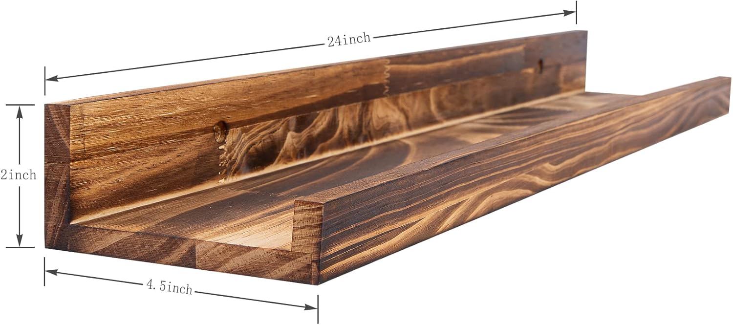 MBYD Estantería flotante de 24 pulgadas, estante de pared de madera para dormitorio, sala de estar, oficina, cocina, juego de 3 mismas dimensiones