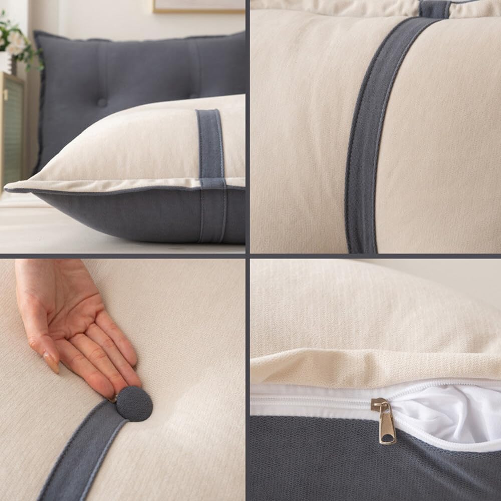 FAVICOVID Almohada de cabecera para cama, almohada de lectura, almohada de respaldo almohada lumbar decorativa para sofá, cojín de apoyo con funda