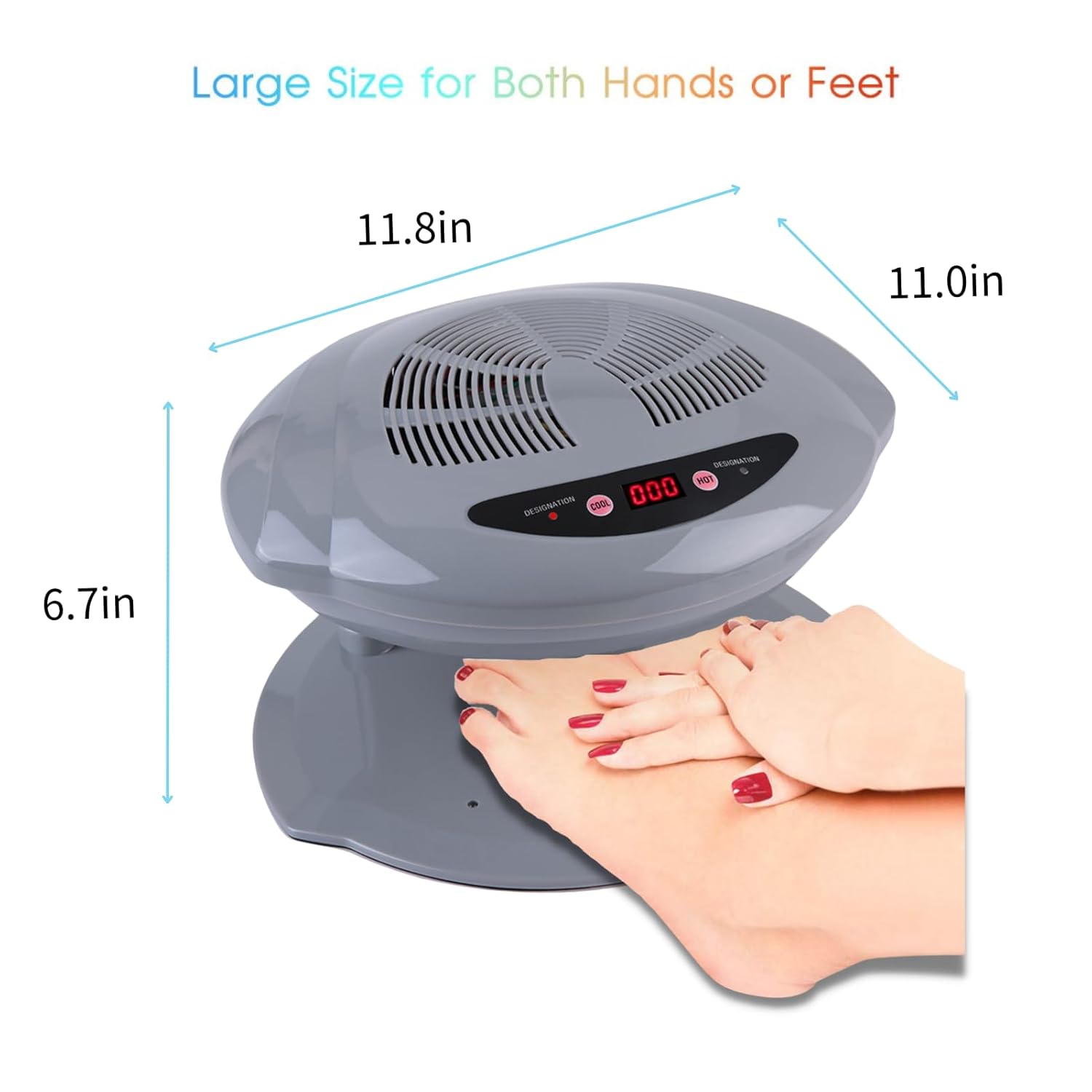Secadora de esmalte de uñas, secadora de esmalte de uñas de 400 W, sensor de temperatura, secadora de esmalte de uñas para manos y pies, 2 en 1,