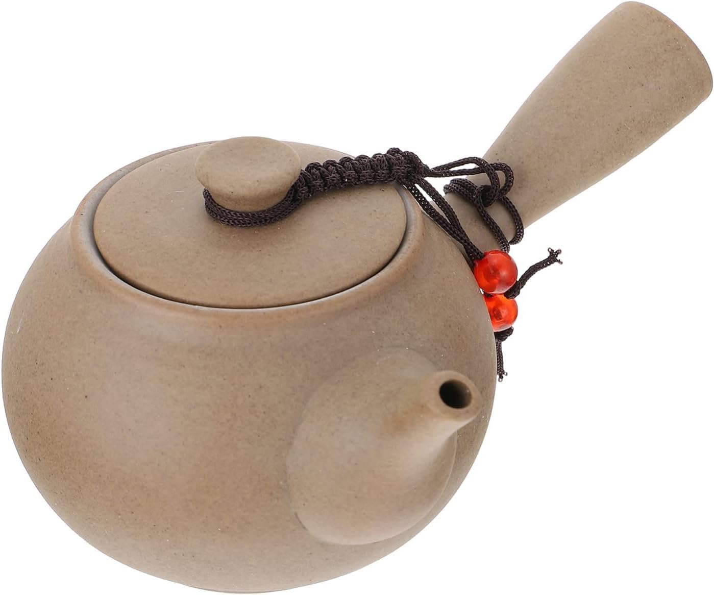 Tetera esmaltada de decoración retro,Tetera colorida de agua caliente,Tetera de cerámica japonesa Kyusu Juego de tetera de cerámica Kyusu Tetera