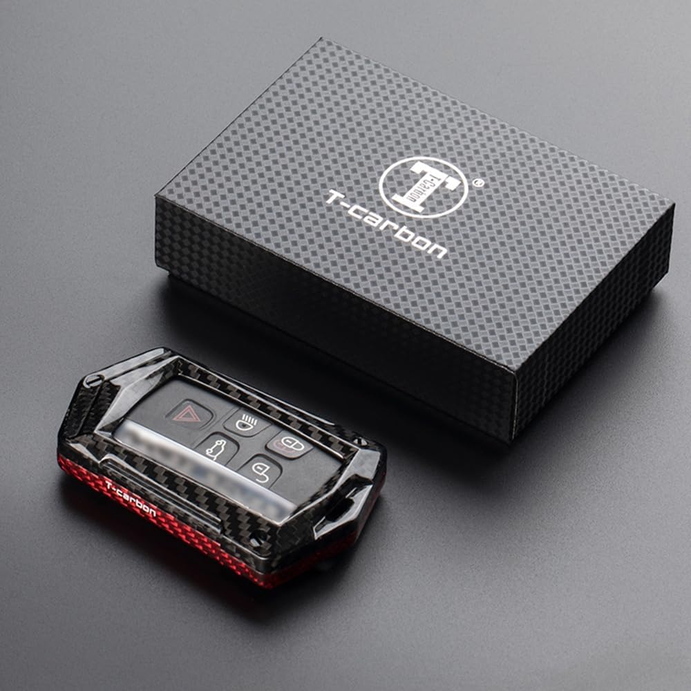 Cubierta de llavero remoto de fibra de carbono con caja de regalo para Land Rover Range Jaguar XF