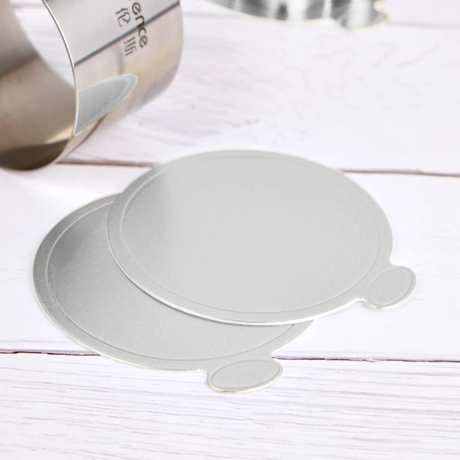 200 mini tablas para tartas, tableros de mousse plateados, mini bases de pasteles, platos de papel para pasteles, platos para cupcakes, postres,
