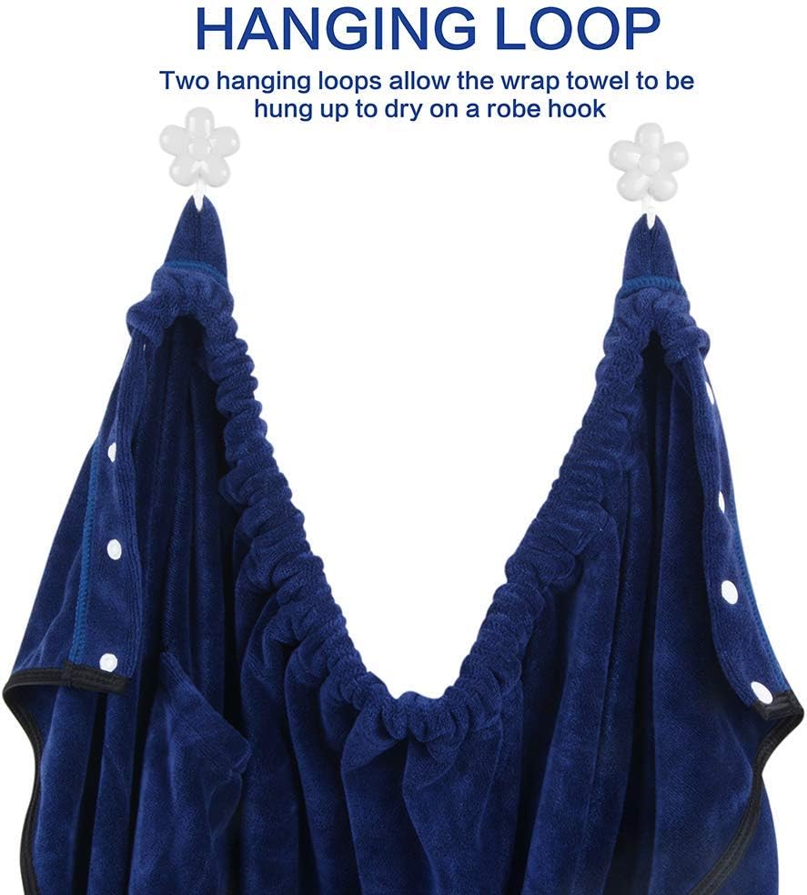 SINLAND Toalla de baño de microfibra absorbente de agua de secado rápido para hombre con cierre ajustable a presión, 24 x 63 pulgadas, azul marino