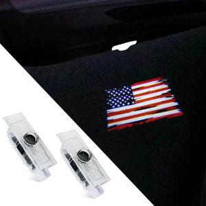 2 luces con logotipo de bandera estadounidense para puerta de automóvil, compatibles con Challenger 2015-presente de cortesía LED de sombra 2 luces con logotipo de bandera estadounidense para puerta de automóvil, compatibles con Challenger 2015-presente de cortesía LED de sombra