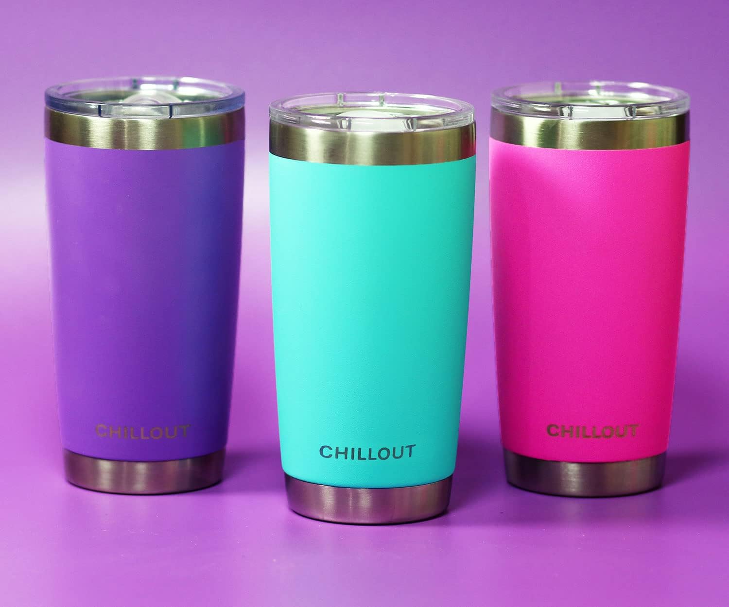 CHILLOUT LIFE Vaso de acero inoxidable de 20 onzas con tapa, taza de café aislada al vacío de doble pared con tapa a prueba de salpicaduras y popote