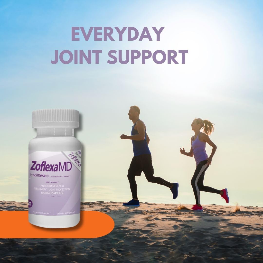 ScimeraMD Zoflexa Suplemento de apoyo articular con glucosamina, condroitina, boswellia, cúrcuma, MSM, para la salud de las articulaciones y los