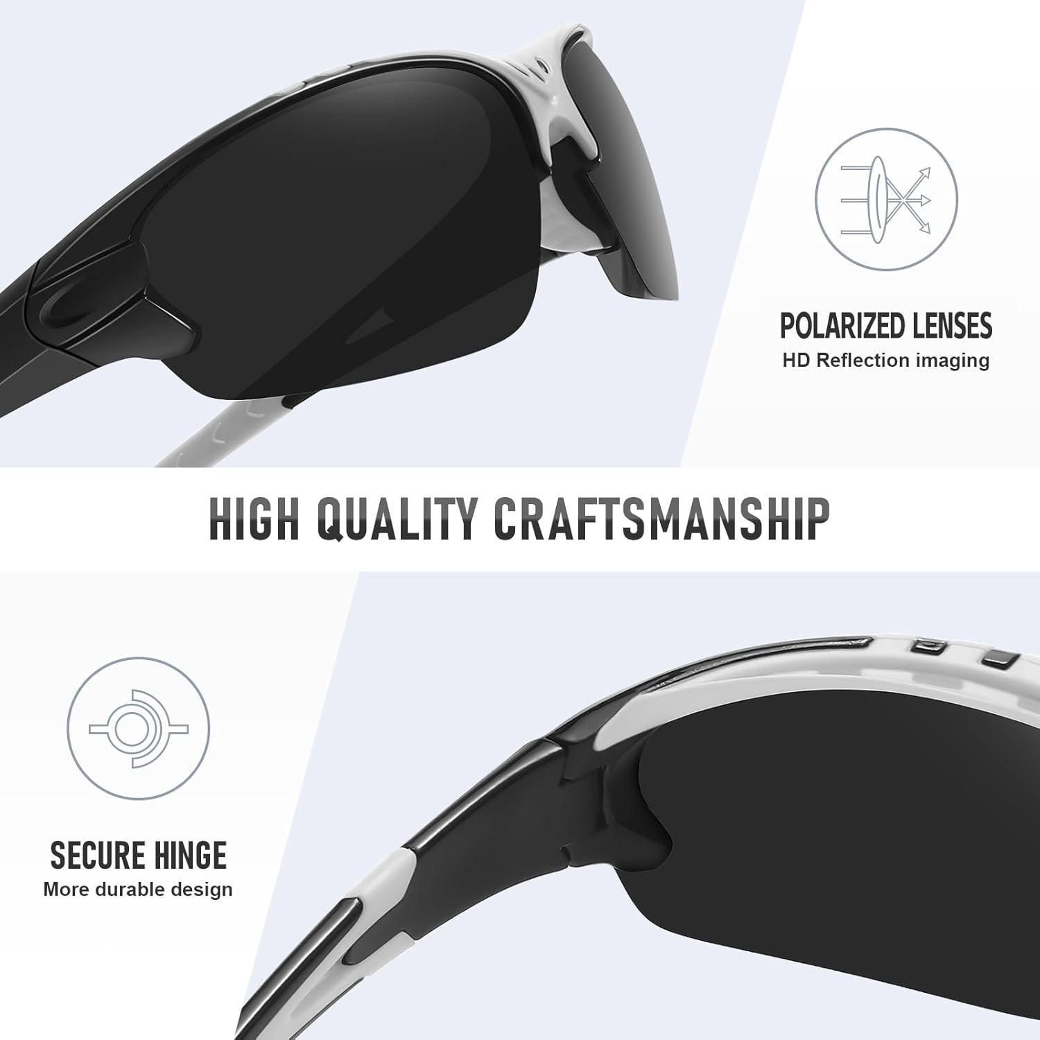Ofwin Gafas de sol polarizadas deportivas para hombres y mujeres, para pesca al aire libre, béisbol, ciclismo, ciclismo, protección UV400