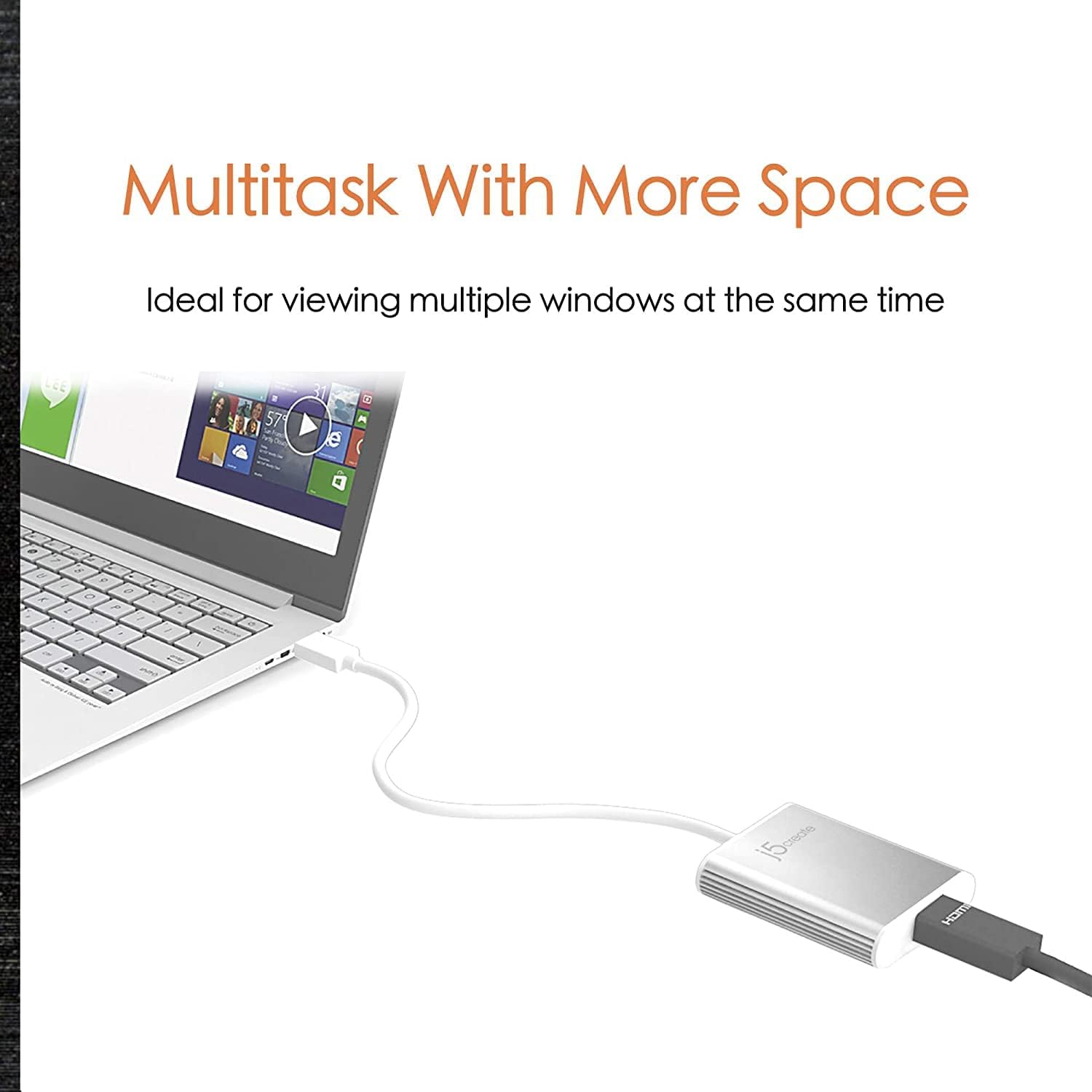 j5create Adaptador de pantalla HDMI USB 3.0 a 4K Conector USB 3.0 macho tipo A  Conector HDMI hembra  4K UHD  Resolución de hasta 3840 x 2160  30 Hz
