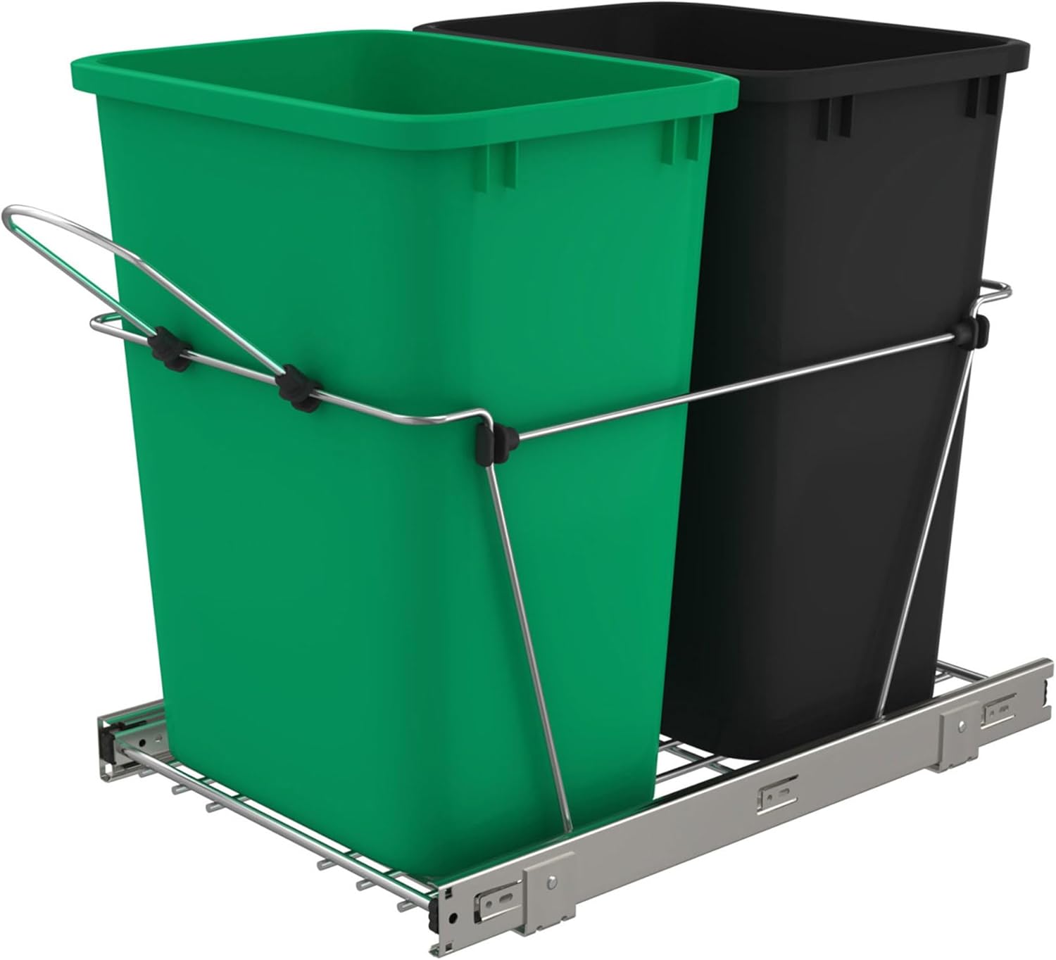 Rev-A-Shelf RV-15KD-1918C-S – Bote de basura extraíble para debajo de los gabinetes de cocina, 27 cuartos de galón, 12 galones, con tobogán de