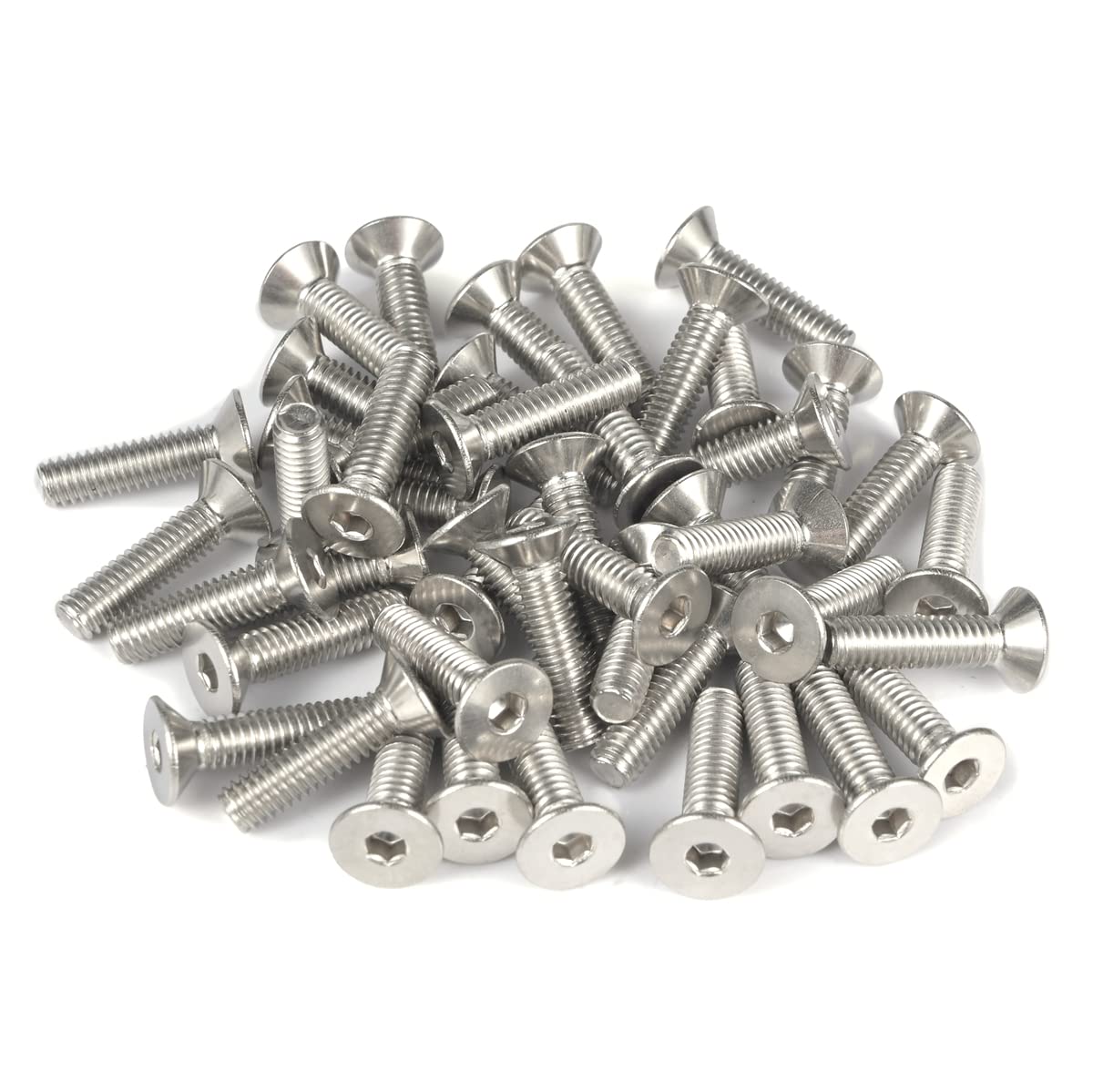 Tornillos avellanados M10-0.059 x 1.181 in, tornillos Allen hexagonales, tornillos de cabeza plana de acero inoxidable 304 18-8, rosca completa, DIN