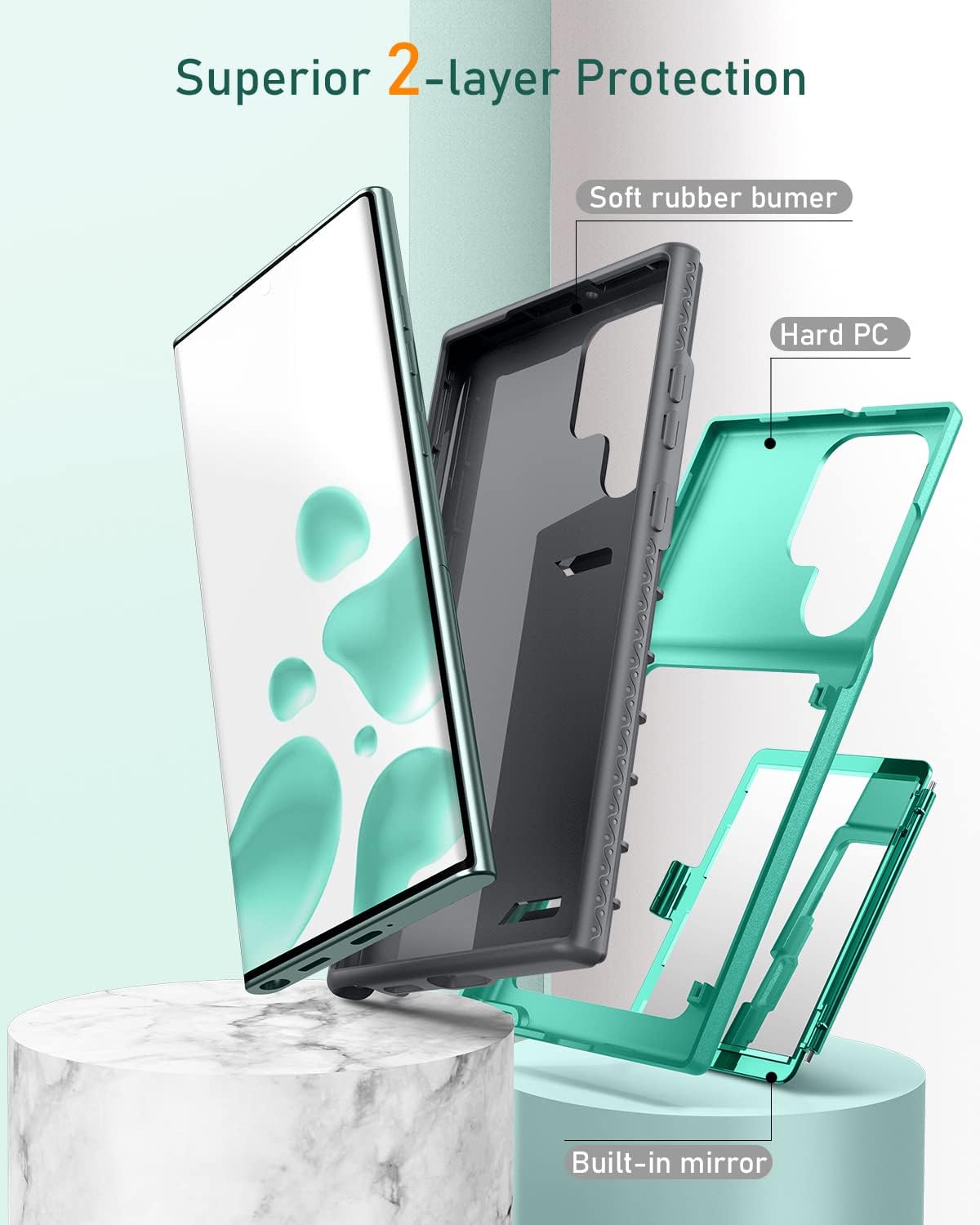 WeLoveCase Funda para Samsung Galaxy S22 Ultra con tarjetero y espejo oculto, protección completa a prueba de golpes, diseñada para Samsung Galaxy