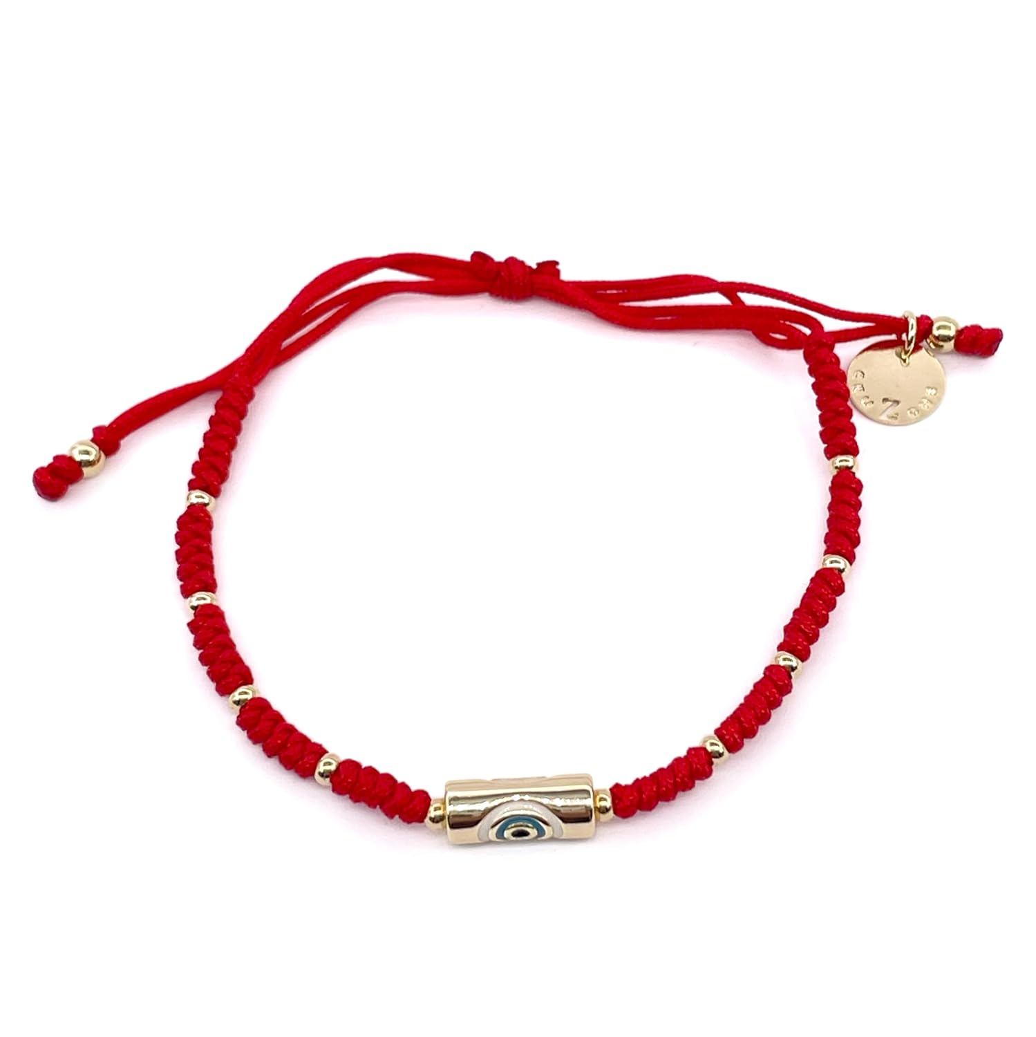 CRUZONE Red Nylon Evil Eye Bracelet for Women – Adjustable, Handmade & Woven with Good Luck Protection Charm (Red)