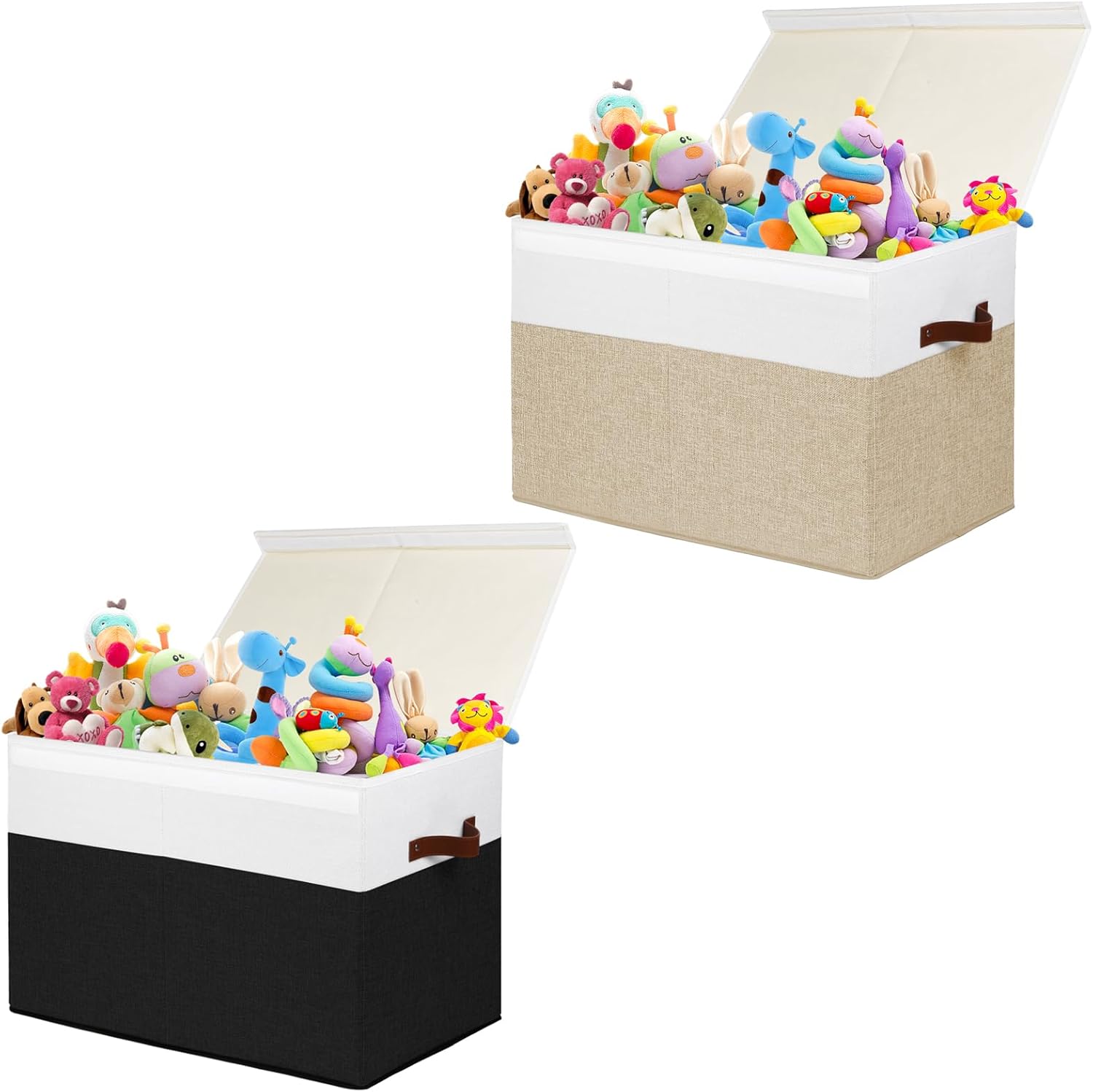 Caja de juguetes, contenedores de almacenamiento plegables y resistentes con tapas, cajas organizadoras de juguetes extra grandes para niños