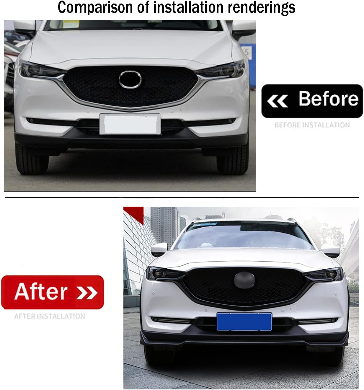 KELEIMAI Accesorios de coche para Mazda CX-5 CX5 CX8 2017-2021 Exterior delantera inferior parrilla cubierta de parrilla Moldeo de parrilla (negro