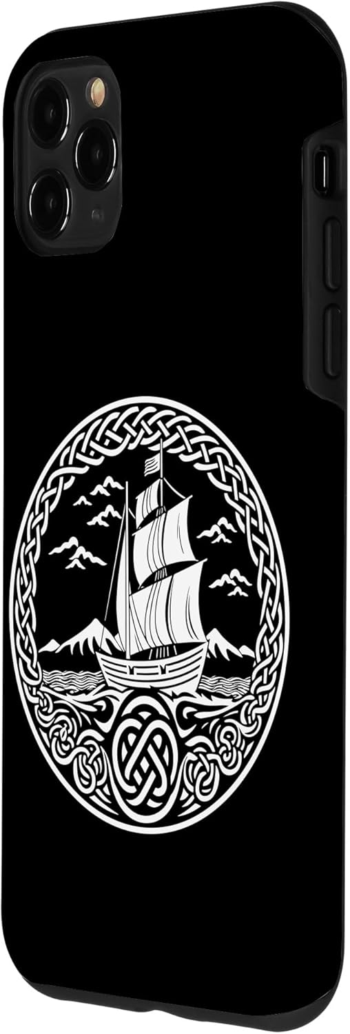 Funda para iPhone 11 Pro Max Ship Sailing de mitología nórdica con nudos celtas