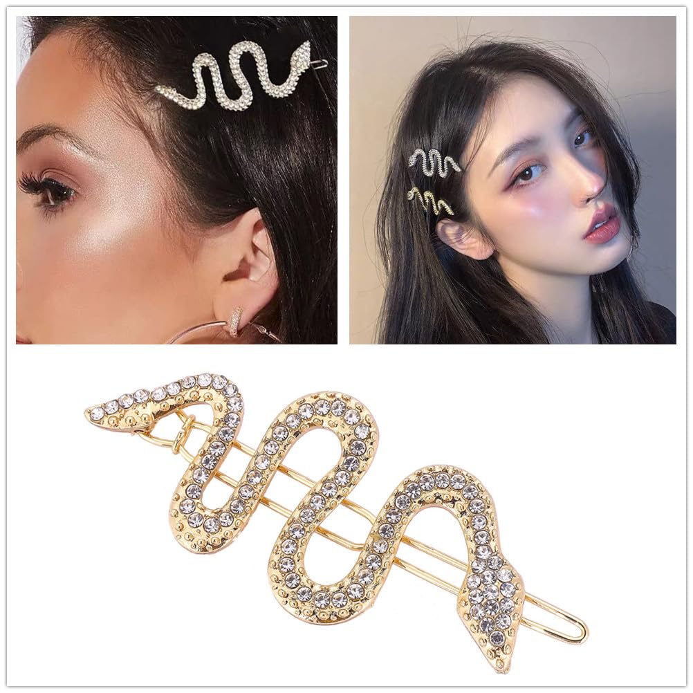 Juego de pinzas de metal para el pelo de serpiente de aleación con diamantes de imitación brillantes, accesorios de joyería para el cabello para