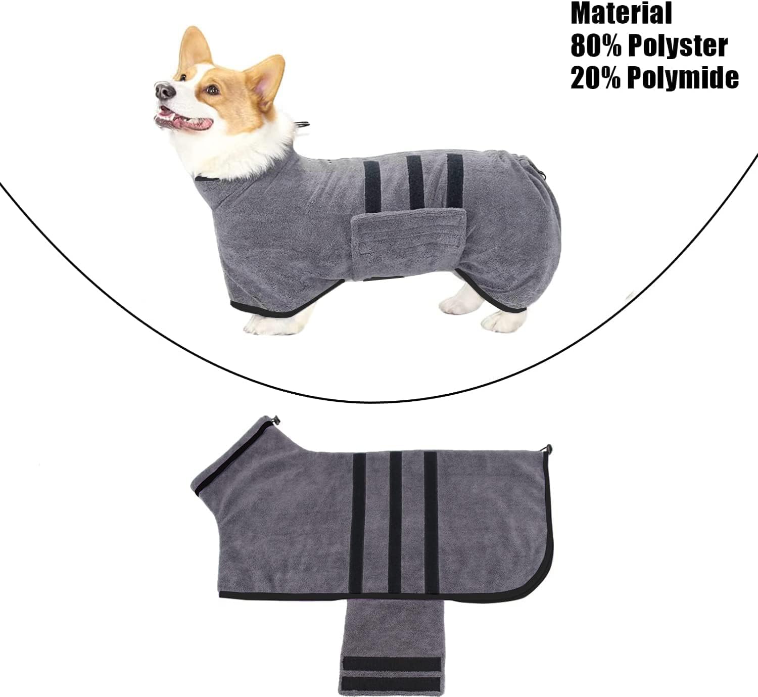 Bata de baño de microfibra para perro, toalla súper absorbente para perro, bata de baño para cachorros, perros medianos y grandes, secado rápido,