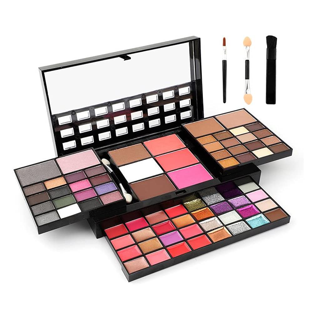 Kit de maquillaje profesional de 74 colores todo en uno, incluye 36 maquillaje de sombra de ojos, 16 brillo de labios, 12 crema con purpurina, 4