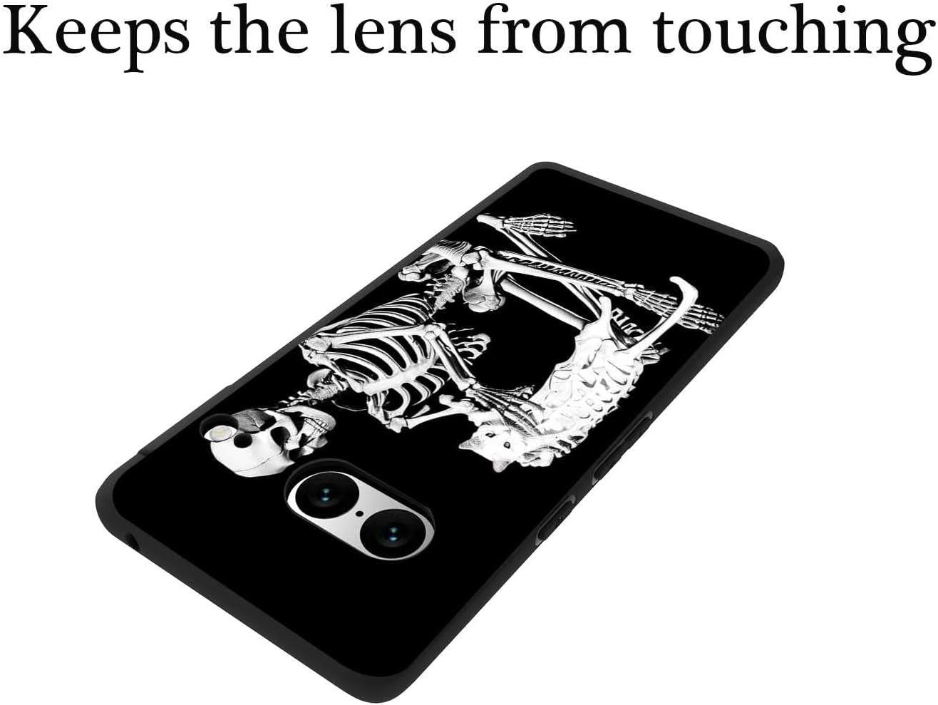 Funda compatible con Google Pixel 7, diseño de esqueleto de hueso, calavera y gato para Google Case para niñas y niños, funda delgada de silicona