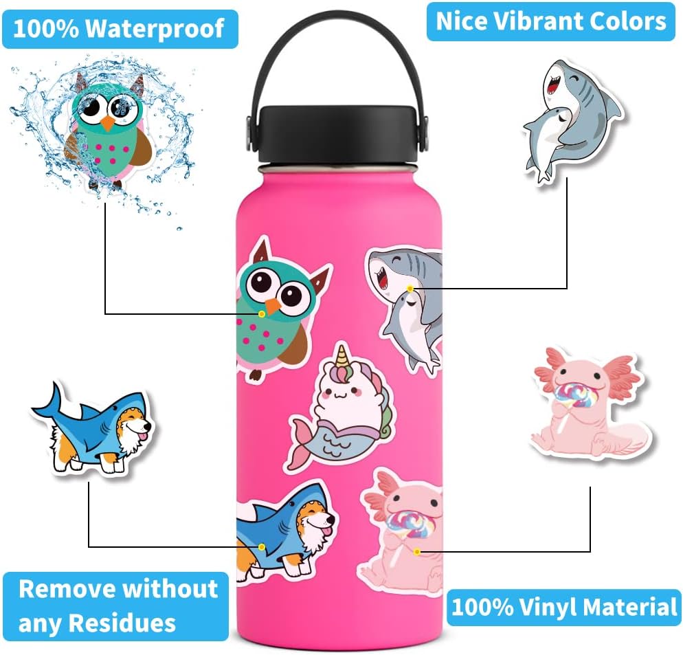 Bonitzdm 210 calcomanías para botellas de agua, lindo vinilo impermeable Vsco portátil monopatín, calcomanías estéticas para computadora, teléfono,