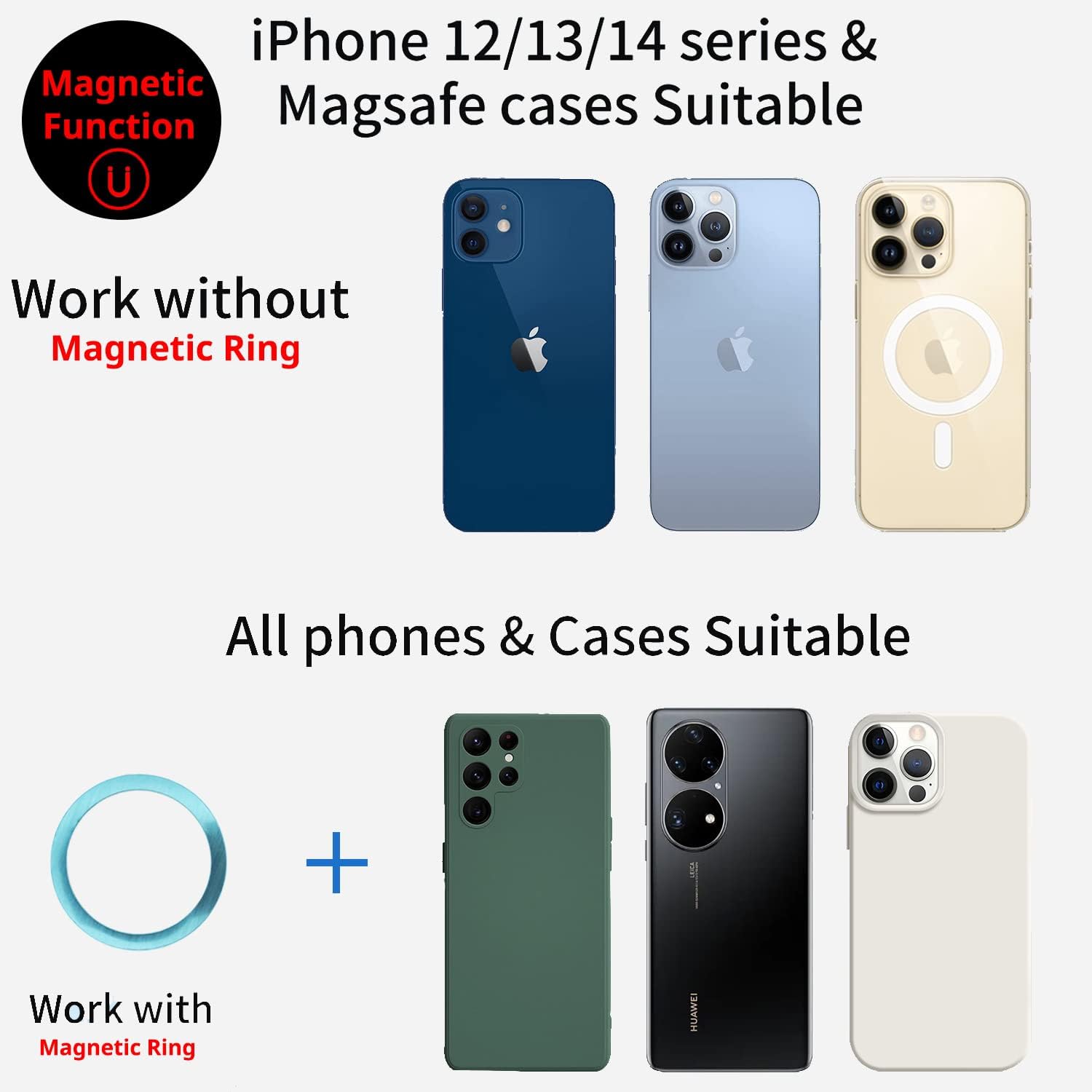 Magnético Smartphone CapGrip Cámara Teléfono Celular Agarradera Foto 10W Soporte de carga inalámbrica Soporte de teléfono con Bluetooth Control