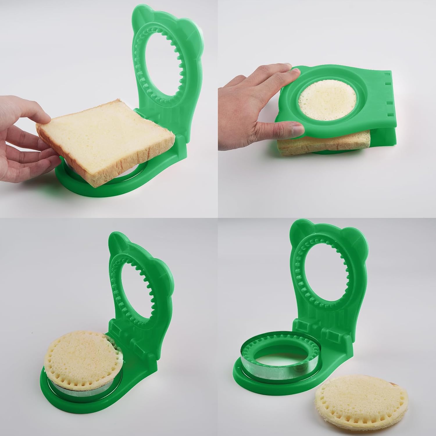 Cortador de sándwich verde  perfecto para sándwiches, galletas y creaciones de bricolaje, cortador y sellador de sándwiches, desoxidante de pan sin