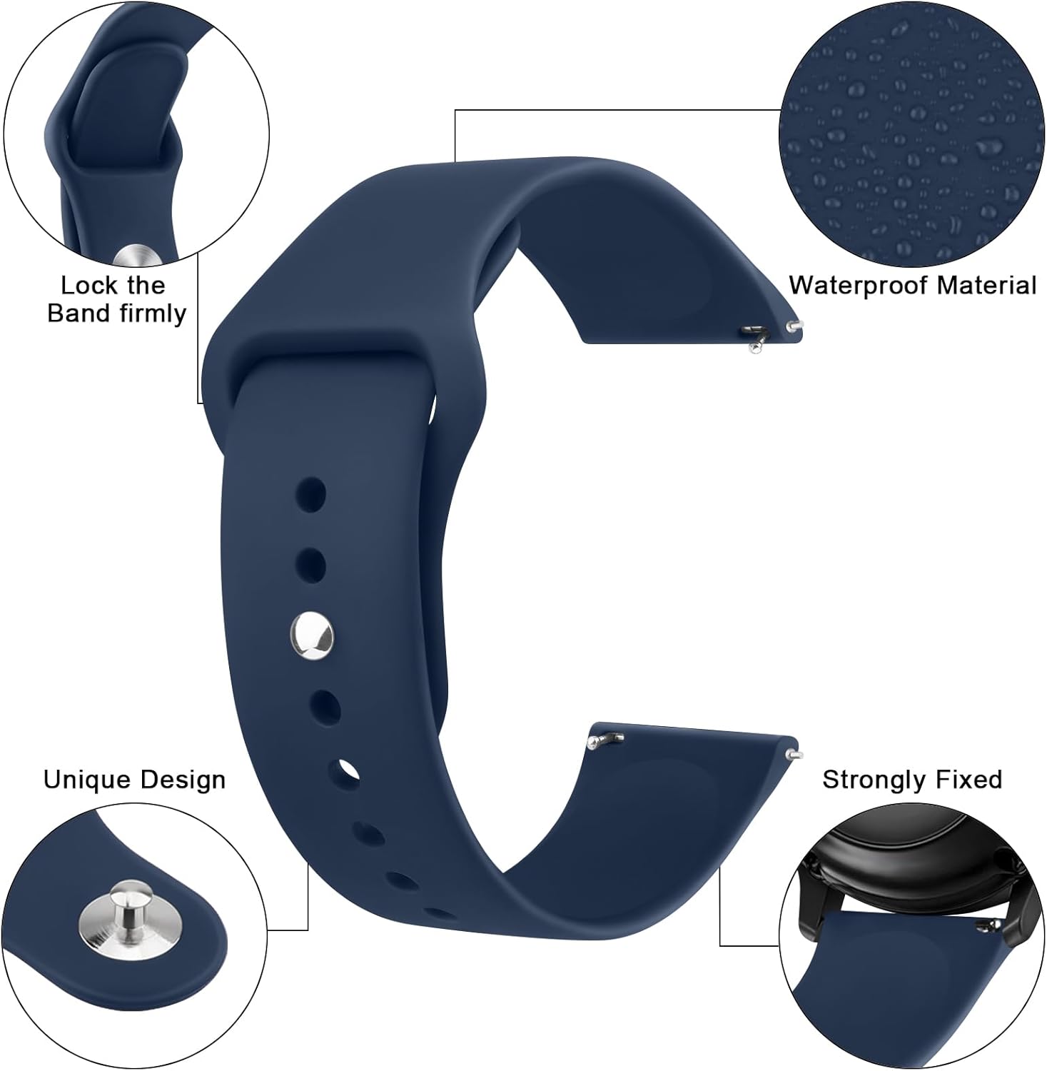 Wanme Compatible con Garmin Vivoactive 4 Bands, Garmin Venu 2 Band para mujeres y hombres, correa de repuesto de silicona suave de 0.866 pulgadas