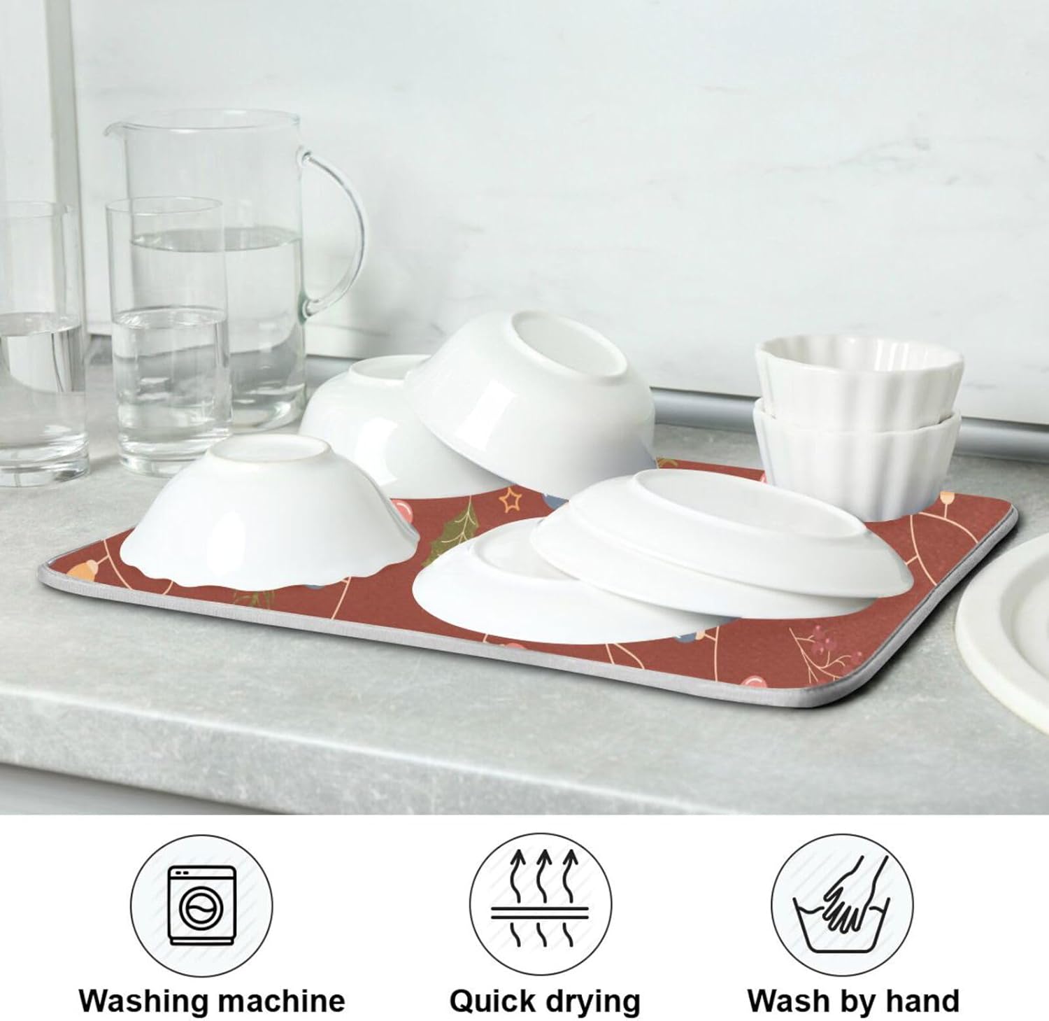Tapete de cocina con patrón de Navidad, para encimera de cocina, 16 x 18 pulgadas