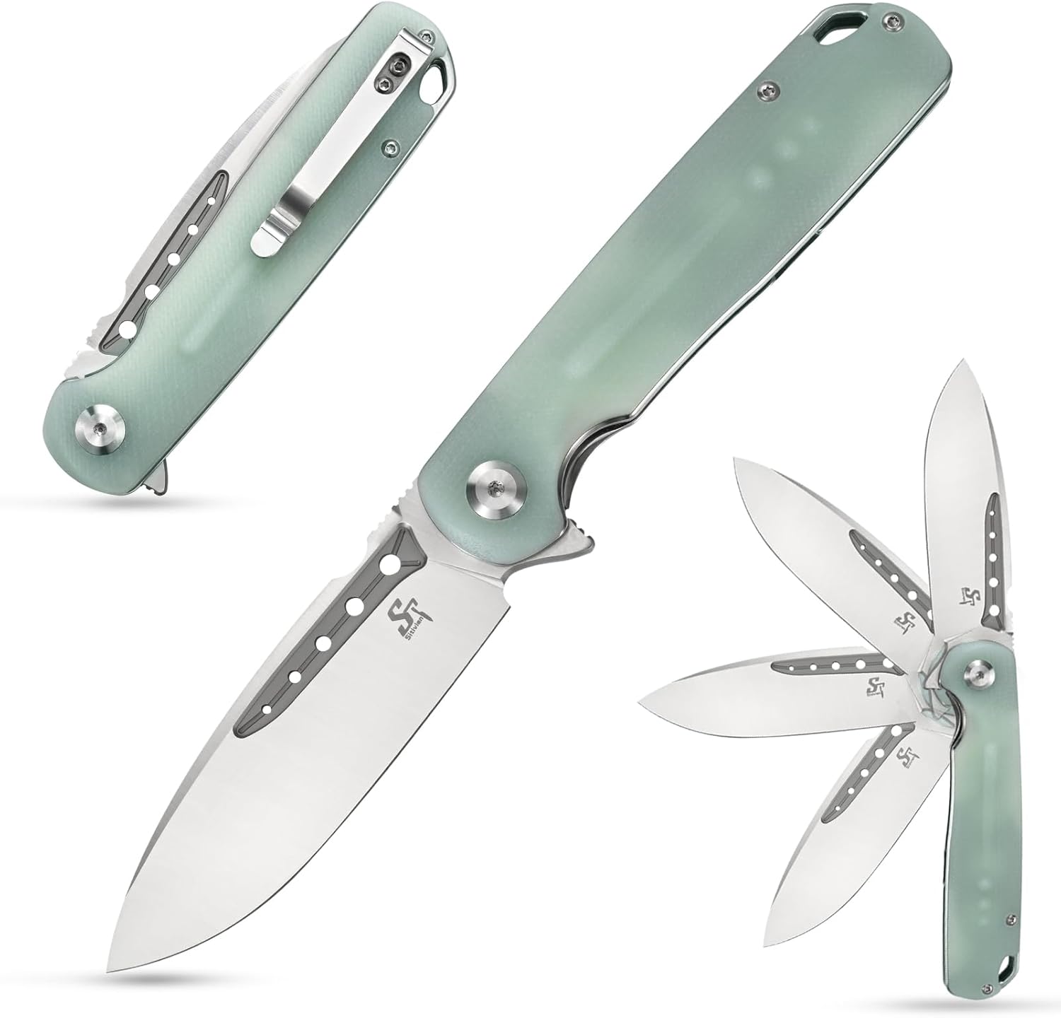 Sitivien ST131 – Cuchillo plegable, hoja D2 G10, cuchillo de herramientas EDC con bloqueo de forro para acampar al aire libre, senderismo, pesca