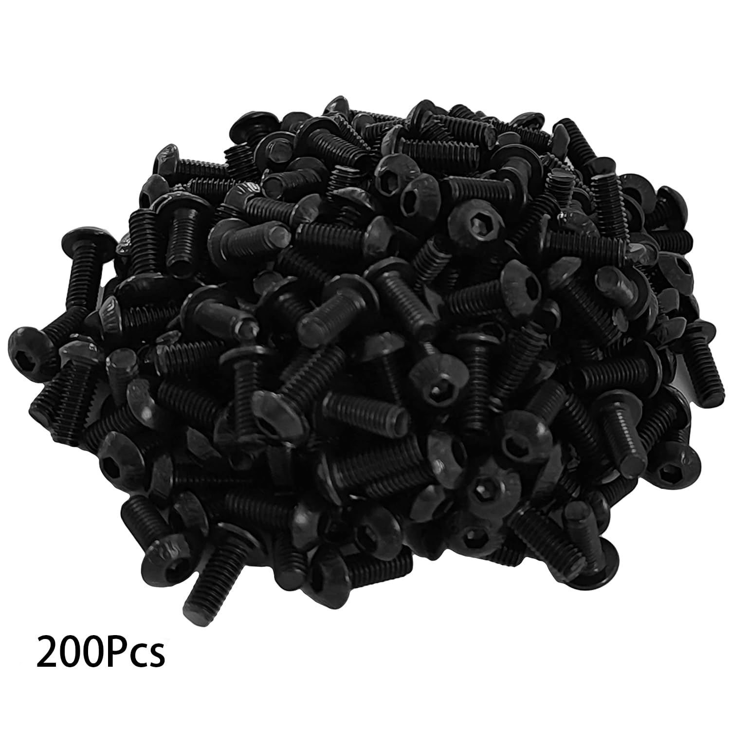 Tornillos hexagonales de cabeza de botón M3 x 0.315 in, acero al carbono de grado 10.9, acabado de óxido negro, unidad hexagonal Allen, 200 unidades