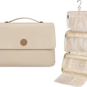 Neceser para mujer, organizador de maquillaje de viaje colgante con 4 compartimentos, piel sintética, impermeable, bolsa de cosméticos para Neceser para mujer, organizador de maquillaje de viaje colgante con 4 compartimentos, piel sintética, impermeable, bolsa de cosméticos para