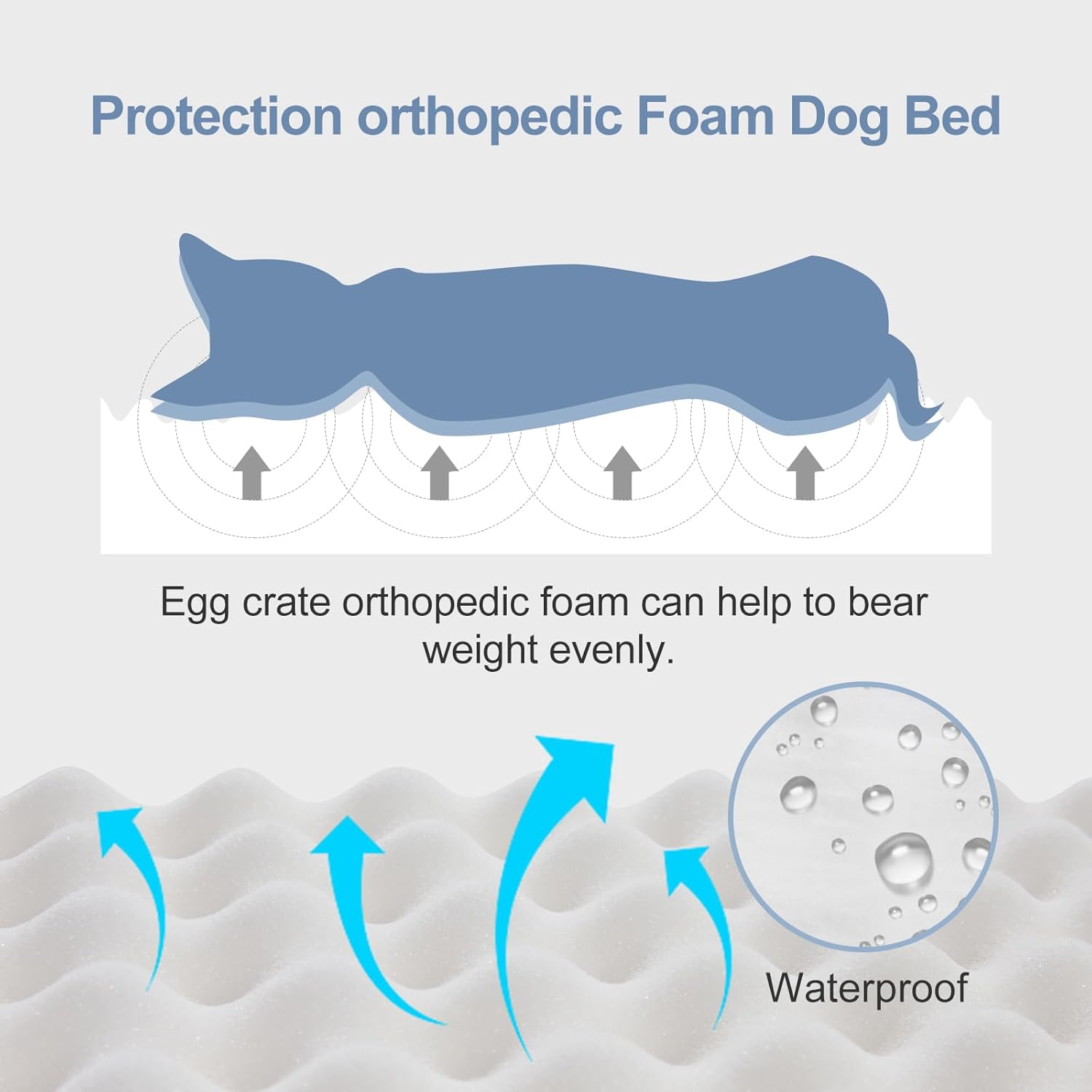 Jiupety Cama ortopédica para perros medianos, cama de espuma impermeable para perros con funda extraíble lavable, sofá para perro con caja de