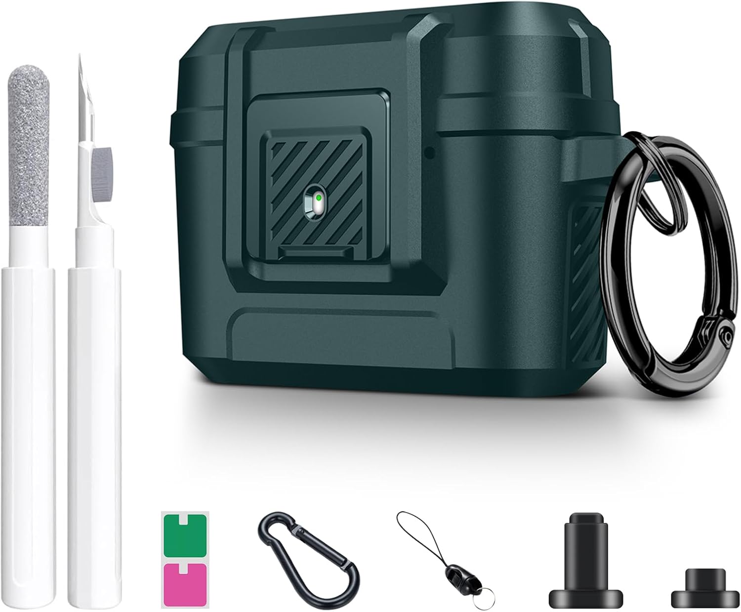 Youtec Funda compatible con Airpods Pro 2 con kit de limpieza, funda protectora militar dura a prueba de golpes para Airpods con bloqueo seguro