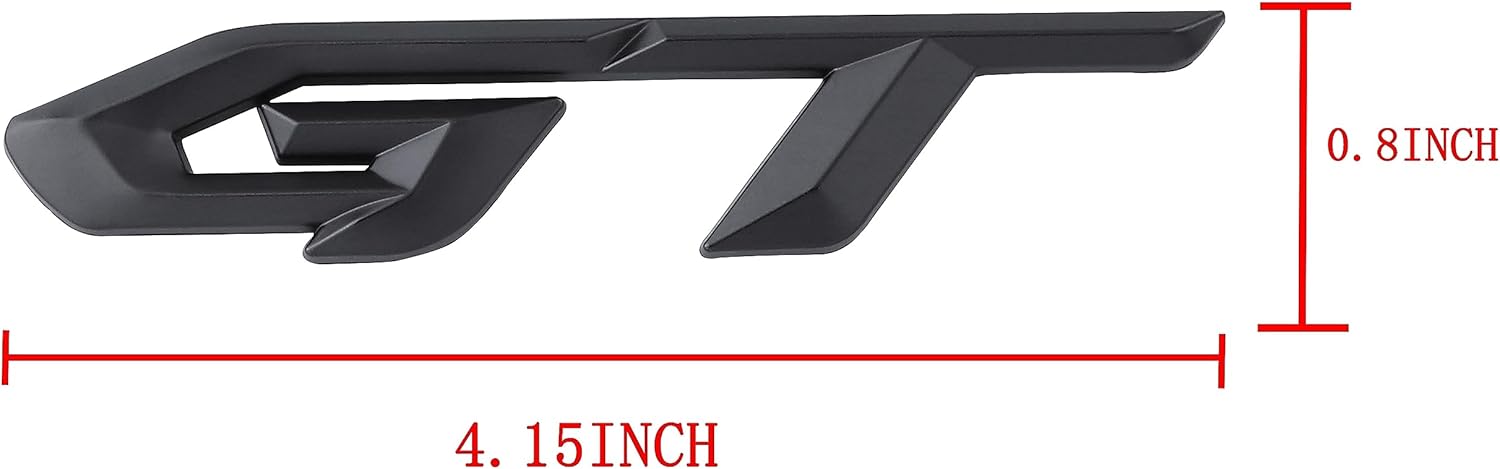 Paquete de 2 calcomanías de aleación de aluminio 3D con emblema de metal GT para decoración para autos, camiones, SUV (negro)